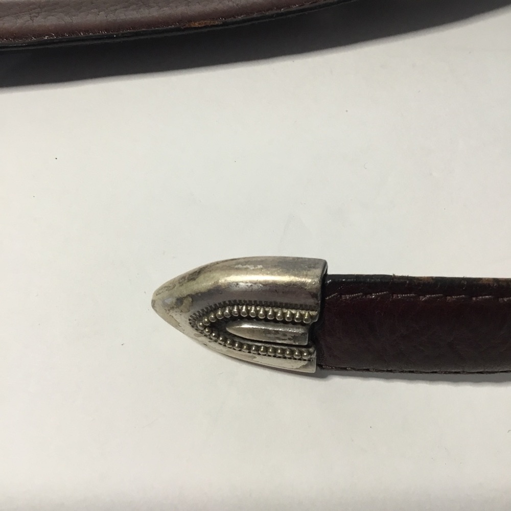 Vintage Men’s Brown Embellished Italian Leather Belt Size 40 - Picture 6 of 8